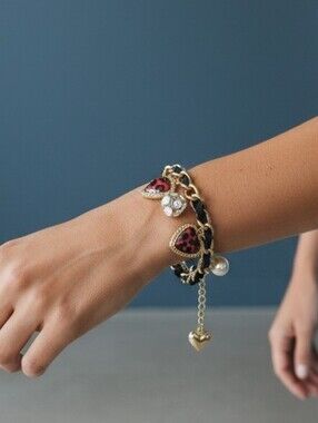 Betsey Johnson leopard heart charm bracelet